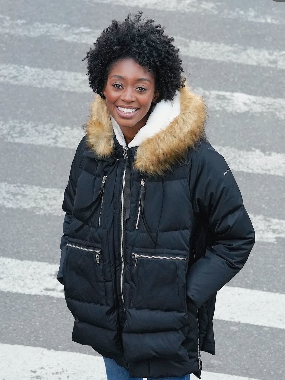 Orolay Black Bubble Puffer Duck Down Jacket Coat w/Faux Fur Hood Sz XL NWT